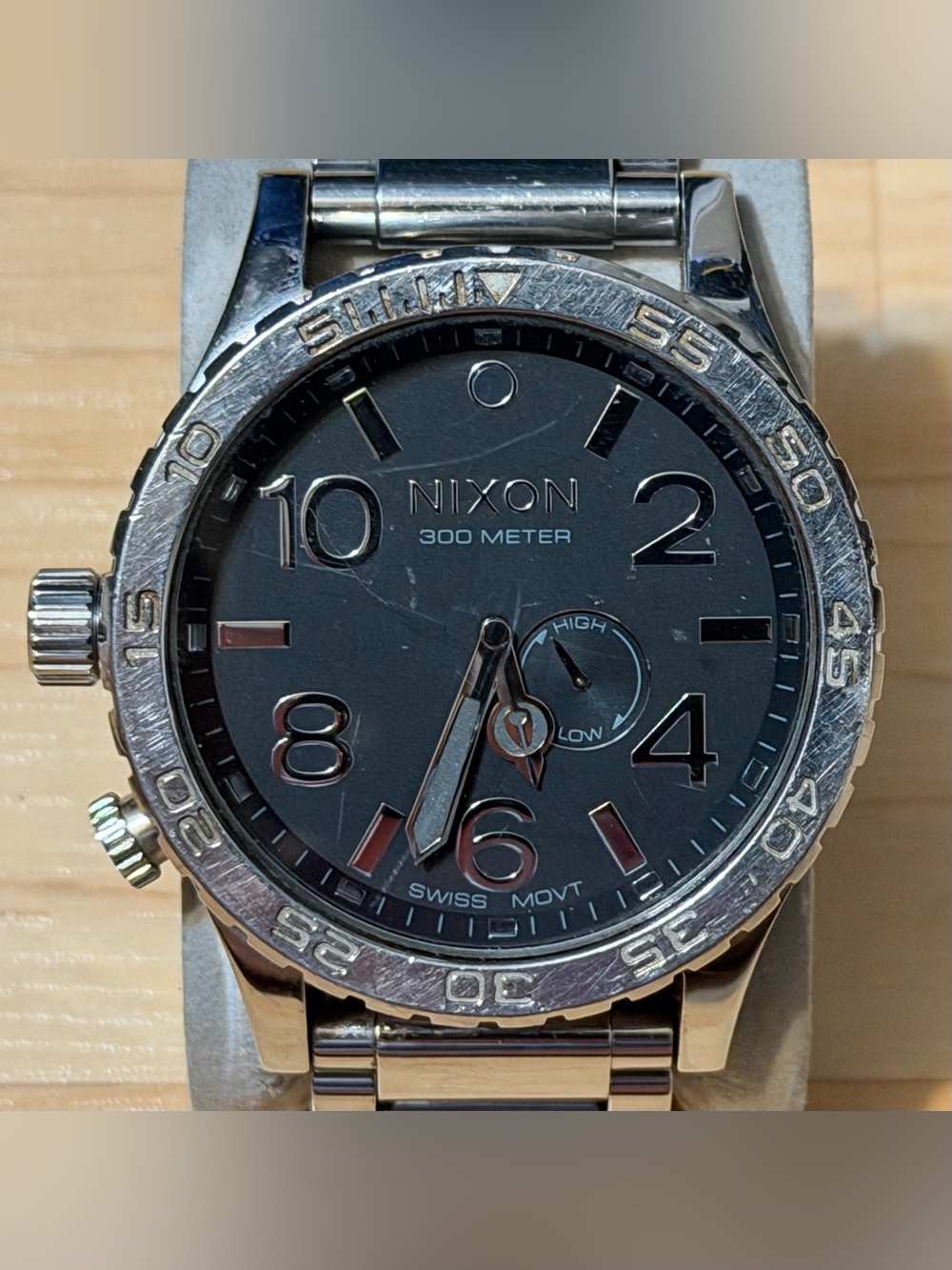 Nixon The 51-30 "Simplify" Black Silver Men's Surf Analog Tide Watch RUNS READ